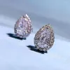 Orecchini a bottone Goccia d'acqua Orecchino di diamanti Vero argento sterling 925 Matrimonio di fidanzamento per le donne Regalo di gioielli per feste nuziali