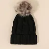 Beanies Winter Oversized Solid Color Cable Knitted Pom Beanie Hat With Fleece Lining