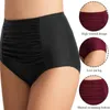 Shorts pour femmes femmes taille haute froncé Bikini bas maillot de bain slips pantalon élastique couleur unie femmes maillots de bain culottes maillots de bain 2023