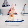 Model Set 1PC Leuke Mini Zeilboot Model Nautische Home Decor Doek Zeilboot Model Vlag Tafel Ornament Hout Ambachten Speelgoed Kids Gift #A 230625