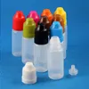 100 set 10ml 1/3 OZ Flaconi contagocce in plastica con tappi a PROVA DI BAMBINO Liquidi LDPE E CIG Vapor Juice OIL 10 ml Fwxci