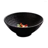 Servis uppsättningar japansk bordsrestaurang Noodle Soup Bowl 7 tum svart retro randig keramisk runda djup
