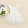Flickklänningar Mababy 1-6y 6 Färg Småbarn Baby Kid Dress Tulle Tutu Party Birthday Wedding Princess för Summer Costumes D35