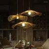 Pendant Lamps Bamboo Woven Chandelier Creative Personality Single Head Art Deco Restaurant B&B El Bar Living Room Lamp