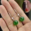 Dangle Earrings 925 Silver Real Natural Emerald Jewelry Chalcedony Topaz Gemstone Drop Ruby For Women Orecchini Girl