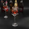 Mugs Red Wine Goblet Cocktail Glasses 100ml Rose Flower Shape Glass for Party Barware Drinkware 230626