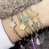 Link Bracelets Wish Card 2023 Fashion Crystal Star Enamel Copper Charm Bracelet For Woman Girls Creative Boho Jewelry Colorful String