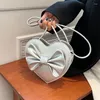 Evening Bags Heart Shaped Temperament Handbag Party Women's Bag Bow Knot Solid Color One Shoulder Messenger Lady Lipstick Makeup