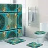 Shower Curtains 3D Luxury Black Gold Greek Key Meander Baroque Bathroom Curtain Set for Modern Geometric Bath Rug Decor 230625