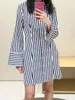 Casual Dresses Women's Classic Striped Shirt Dress Spring Turn-Down Collar Single-Breasted Versatile Ladies A-Line Short Robe 2023 Fashion