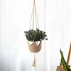Planters krukor blomma kruka hängande korg kreativ handvävd krukväxelpocken hängande krok hemvägg hängande balkong dekoration