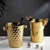 Bar Tools Fashionable and creative ice bucket Stainless steel golden hammer pattern ice bucket ice red wine champagne ice wine barrel 230625