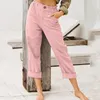 Pantalons pour femmes été Cargo pantalons de survêtement femmes 2023 taille élastique pantalon en lin décontracté Streetwear pantalons