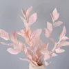 Gedroogde bloemen 5 STKS Eternelle Oranje Bladeren Tak Natuurlijk Bewaarde Lelie Bamboe Boeket Home Decor Bruiloft Arrangement