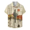 Mens Casual Shirts Summer Hawaiian Shirt Designer Men Cactus Desert Landscape Print Tropical Plant Short Sleeve Blouse Vintage Camisas 230625