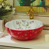 Pia de banheiro de cerâmica Jingdezhen vermelho e branco, lavatório de bancada, lavatório, pássaro, bom, qtd Ielbi