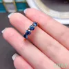 Cluster Ringen 2023 Blue Moissanite Ring 925 Sterling Zilver Glanzend Lab Diamond Pass Test Engagement Voor Vrouwen Sieraden Party gift