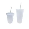 24oz Clear Cup Plastic Transparent Tumbler Summer Reusable Cold Drinking Coffee Juice Mug with Lid and Straw FY5305 0626