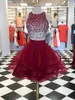 Two Pieces Short Beading Homecoming Dresses Sequin Fashion Tulle Birthday Graduation Cocktail Prom Party Gown