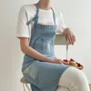 Förkläden svartblå denim Simple förkläden uniform unisex jeans Förklons Män lady kock kök matlagning förkläde skönhet naglar café uniform 230625