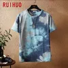 Men's T-Shirts RUIHUO Tie Dye Short Sleeve Men's T-Shirt Fashion Streetwear Hip Hop T Shirt For Men Tshirt Japanese Clothing Man M-5XL 230625