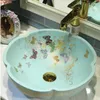 Papillon fait à la main Art lavabo Céramique Comptoir Lavabo Salle De Bains Éviers art porcelaine évier ovalgood qté Ipqvx