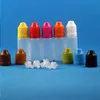 100 set 10ml 1/3 OZ Flaconi contagocce in plastica con tappi a PROVA DI BAMBINO Liquidi LDPE E CIG Vapor Juice OIL 10 ml Fwxci