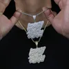 Ожерелья с подвесками Iced Out Bling, двухцветное ожерелье с буквами, кубический цирконий, значок для мужчин и женщин, модные ювелирные изделия в стиле хип-хоп