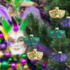 Décoration de fête 9 pièces/boîte masque de Mardi Gras ornements en verre arbre de noël suspendus pendentifs vacances Orléans décorations
