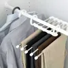 2024 Stainless Steel Hangers Storage Tie Clips Multi-Function 5 Layers Clothes Pants Rack Jeans Drying Rack Double Hooks Save Space