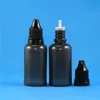 100 Set 1 OZ 30ml Contagocce in plastica Bottiglie NERE Tappi a prova di manomissione Punte lunghe e sottili LDPE E Vapor Cig Liquid 30 mL Pwxbu