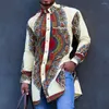 Ethnic Clothing Men Fashion Print Dashiki Tshirt Muslim Long Sleeve Tee Tops Islamic Dubai Arabic Bohemian Casual Blouse Shirts African