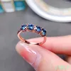 Cluster Ringen 2023 Blue Moissanite Ring 925 Sterling Zilver Glanzend Lab Diamond Pass Test Engagement Voor Vrouwen Sieraden Party gift