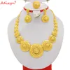 Wedding Jewelry Sets Dubai Gold Color Jewelry Sets for Women African Wedding Bridal Ornament Gift France Arab Round Necklace Earrings Ring Set N02217 230626