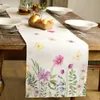 Table Runner Spring Table Runner Colorful Flower Dining Tablecloth Seasonal Spring Holiday Decor for Indoor Outdoor Dining Table Decoration 230625