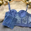 Débardeurs pour femmes Mode féminine Denim Corset Tops Diamant Chic Couleur Solide Camis pour femmes Sexy Crop Top Femmes avec soutien-gorge intégré Drop