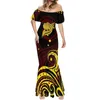 Повседневные платья Polynesia Tribe Party Women's Short Sleeve Fishtail Dress Hawaii Summer One Shoulder Hawaiian Tattoos Print Beach