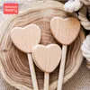 Baby Tanders Toys 50pc Baby Woode Teether Beech gnagare Stjärna leksaker DIY Baby Moon Heart Magic Sticks Chewable Teether Baby Play Gym Childrend Goods 230625