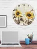 Wandklokken Vintage Bloemen Vlinders Gele Zonnebloem Lichtgevende Wijzer Klok Huis Ornamenten Ronde Stille Woonkamer Decor