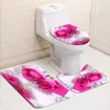 Rideaux de douche Étanche Salle De Bains Rideau Fleur Ensembles De Bain Couverture De Toilette Tapis Antidérapant Tapis Tapis Ensemble Décor À La Maison Accessoires 230625