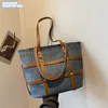 Fabrik Großhandel Damen Umhängetaschen 4 Farben Straße personalisierte Gürtelkante Mode Handtasche Urlaub am Meer Strand Strohsack große Canvas-Handtaschen