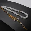 Strand muçulmano tasbih natural branco jade rosário 33 contas de oração pulseira islâmica ramadan presente árabe misbaha eid acessório tesbih