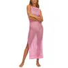 Damen-Bademode 2023 Frauen gestrickte Cover-Ups Kleid durchsichtig aushöhlen Badeanzug Bikini-Mantel Sommer ärmellos lange Häkel-Strandbekleidung