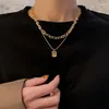 Choker Chokers MagicViki Korean Version Of Hip-hop Letter Tag Necklace 2023 Female Fashion Clavicle Chain Ins Tide Double-layer Bloo22