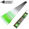 Bow Arrow Linkboy Archery Green Carbon Arrows Spine 300 340 400 500 600 700 800 Compound Recurve Bow Hunting 12pcsHKD230626