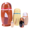 Dolls 5pcsSet Dog Type Basswood Matryoshka Dolls Handmade Russian Nesting Doll Toy Gift 230625