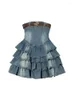 Casual Dresses Summer Women Vintage Sleeveless Denim Dress A-line Frocks Ruffle Design 2000s Aesthetic Backless Korean Fashion Party Y2k