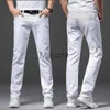 Jeans para hombres Broer Wang Men White Fashion Fashion Casual Classic Style Fit Slim Soft Possers Male Brand Advanced Stretch Pants J230814