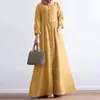 Ethnic Clothing Yellow Black Blue Abaya Muslim Dress For Women Dubai Long Sleeve Robes Lady Elegant Party Dresses Kaftan Turkey Islamic