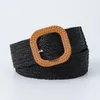 Cinture 4 cm di larghezza Versione coreana Color caramella Fibbia quadrata Cintura intrecciata in paglia PP Abito versatile elasticizzato da donna